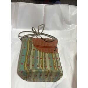 MARUCA Handmade Boulder CO Shoulder Bag Boho Patchwork Orange Green Red Dots‎